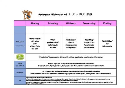 Silcherschule Speiseplan KW 46 ab Montag 11.11.2024