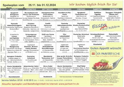 Speiseplan 25.11. – 01.12.2024