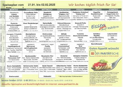 Speiseplan 27.01. – 02.02.2025