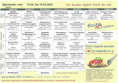 Speiseplan 10.02. – 16.02.2025